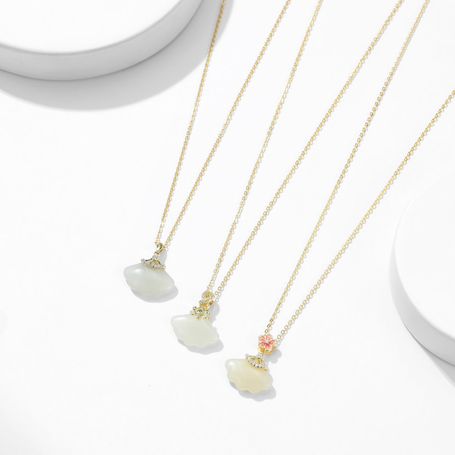 S925 Diamond Palmette Jade Necklace