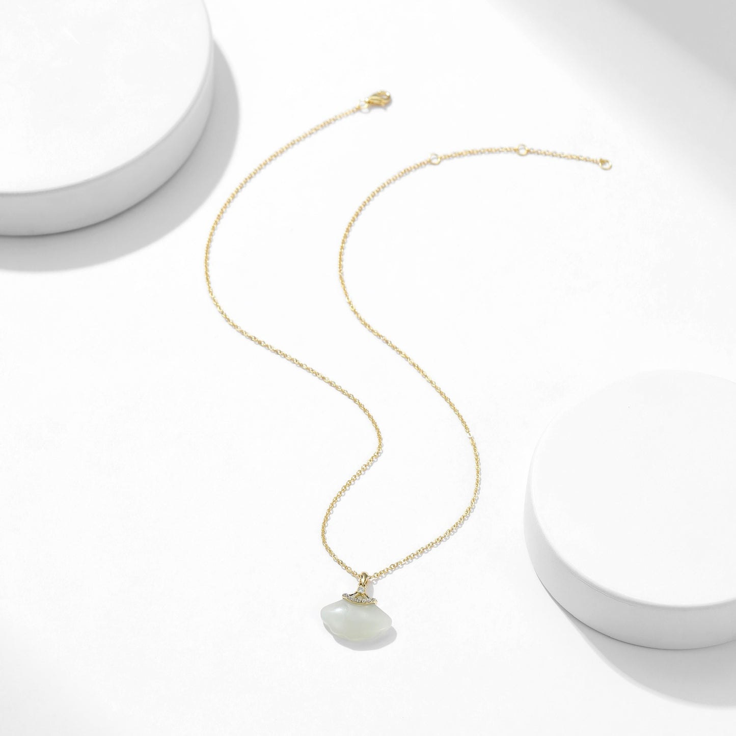 S925 Diamond Palmette Jade Necklace