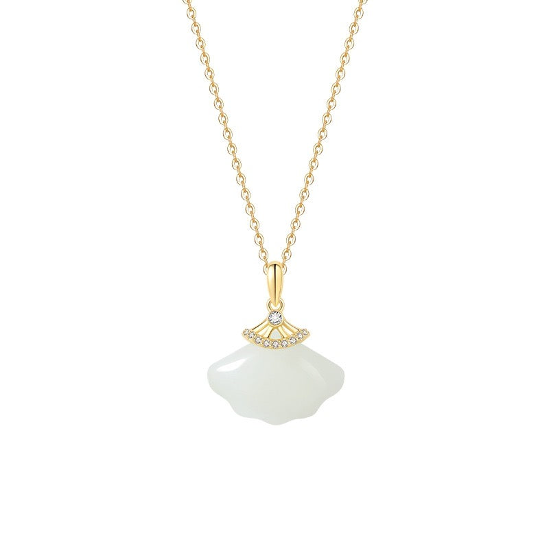 S925 Diamond Palmette Jade Necklace