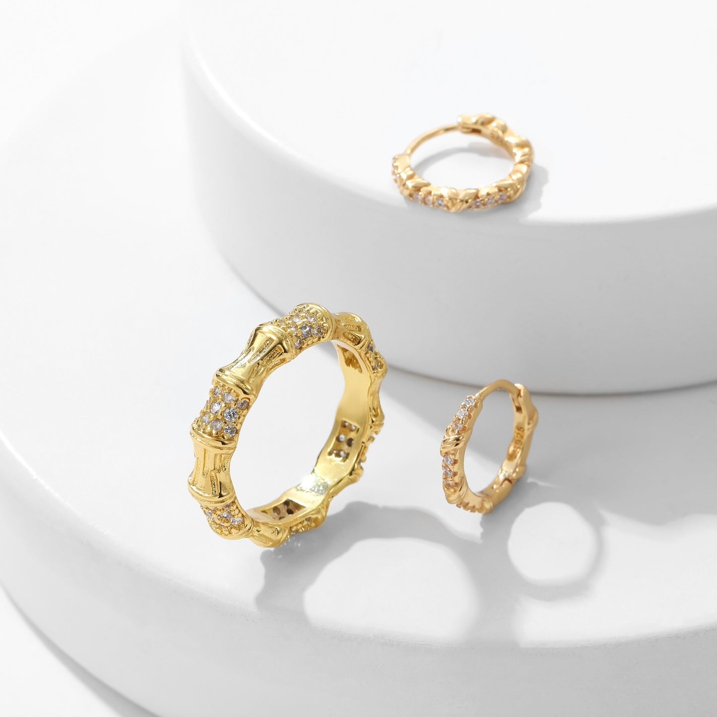 S925 Bamboo Knot Gold Earring