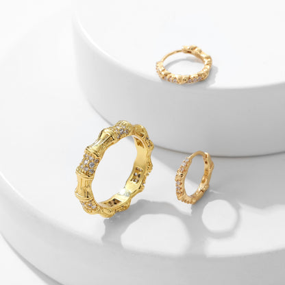 S925 Bamboo Knot Gold Earring